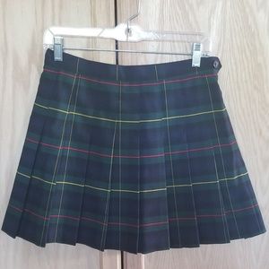 American Apparel pleated plaid mini skirt green L